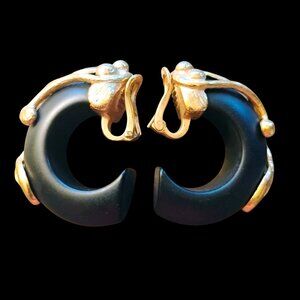 Vintage Inna Cytrine Style Black Lucite Earrings